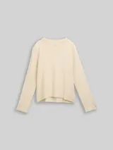 TOM TAILOR Damen Cropped Strickpullover mit Stehkragen, beige, Meliert – Bild 3
