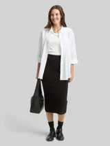 TOM TAILOR Damen Midi-Rock mit Schlitz, schwarz, Uni – Bild 4