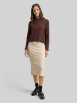TOM TAILOR Damen Midi-Rock mit Schlitz, beige, Uni – Bild 4