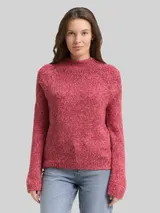 TOM TAILOR Damen Loose Fit Strickpullover mit Wollanteil, rosa, Meliert – Bild 4