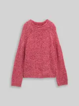 TOM TAILOR Damen Loose Fit Strickpullover mit Wollanteil, rosa, Meliert – Bild 3