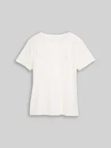 TOM TAILOR Damen T-Shirt mit Blumen-Stickerei, weiß, Uni – Bild 3