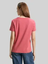 TOM TAILOR Damen T-Shirt mit Blumen-Stickerei, rot, Uni – Bild 5