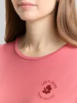 TOM TAILOR Damen T-Shirt mit Blumen-Stickerei, rot, Uni – Bild 6