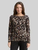 TOM TAILOR Damen Langarmshirt mit Muster, braun, Gemustert – Bild 4