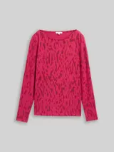 TOM TAILOR Damen Langarmshirt mit Muster, rot, Gemustert – Bild 3
