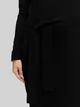 TOM TAILOR Damen Fitted Midi-Kleid mit Gürtel, schwarz, Uni – Bild 6