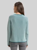 TOM TAILOR Damen Strickpullover mit Rundhalsausschnitt, blau, Meliert – Bild 5