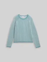 TOM TAILOR Damen Strickpullover mit Rundhalsausschnitt, blau, Meliert – Bild 3