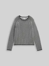 TOM TAILOR Damen Strickpullover mit Rundhalsausschnitt, schwarz, Meliert – Bild 3