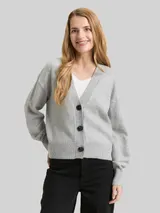 TOM TAILOR Damen Loose Fit Cardigan mit V-Ausschnitt, grau, Meliert – Bild 4