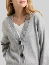 TOM TAILOR Damen Loose Fit Cardigan mit V-Ausschnitt, grau, Meliert – Bild 6