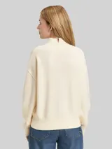 TOM TAILOR Damen Oversize Strickpullover mit Stehkragen, weiß, Uni – Bild 5
