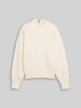 TOM TAILOR Damen Oversize Strickpullover mit Stehkragen, weiß, Uni – Bild 3