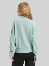 TOM TAILOR Damen Oversize Strickpullover mit Stehkragen, blau, Meliert – Bild 5
