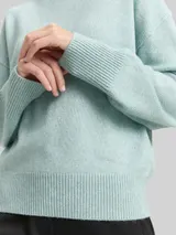 TOM TAILOR Damen Oversize Strickpullover mit Stehkragen, blau, Meliert – Bild 6