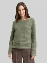 TOM TAILOR Damen Strickpullover mit Struktur, grün, Meliert – Bild 4