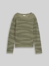 TOM TAILOR Damen Strickpullover mit Struktur, grün, Meliert – Bild 3