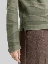 TOM TAILOR Damen Strickpullover mit Struktur, grün, Meliert – Bild 6