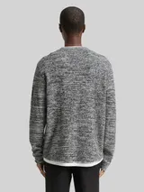 TOM TAILOR DENIM Herren Strickpullover im 2-in-1-Look, schwarz, Meliert – Bild 5
