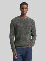 TOM TAILOR DENIM Herren Strickpullover mit Rundhalsausschnitt, grau, Meliert – Bild 4