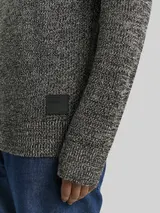 TOM TAILOR DENIM Herren Strickpullover mit Rundhalsausschnitt, grau, Meliert – Bild 6