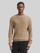 TOM TAILOR DENIM Herren Strickpullover mit Rundhalsausschnitt, braun, Meliert – Bild 4