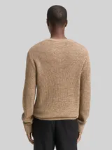 TOM TAILOR DENIM Herren Strickpullover mit Rundhalsausschnitt, braun, Meliert – Bild 5