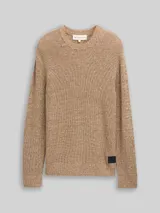 TOM TAILOR DENIM Herren Strickpullover mit Rundhalsausschnitt, braun, Meliert – Bild 3