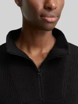 TOM TAILOR DENIM Herren Relaxed Fit Troyer Strickpullover, schwarz, Uni – Bild 6