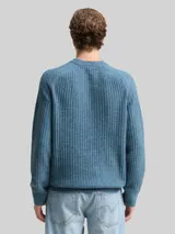 TOM TAILOR DENIM Herren Strickpullover mit Rundhalsausschnitt, blau, Meliert – Bild 5