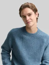 TOM TAILOR DENIM Herren Strickpullover mit Rundhalsausschnitt, blau, Meliert – Bild 6