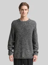 TOM TAILOR DENIM Herren Strickpullover in Melange-Optik, grau, Meliert – Bild 4