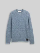 TOM TAILOR DENIM Herren Strickpullover in Melange-Optik, grün, Meliert – Bild 3