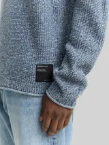 TOM TAILOR DENIM Herren Strickpullover in Melange-Optik, grün, Meliert – Bild 6