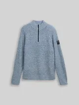 TOM TAILOR DENIM Herren Troyer Strickpullover, grün, Meliert – Bild 3