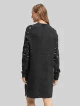 TOM TAILOR DENIM Damen Mini-Kleid mit Herz-Stickerei, grau, Gemustert – Bild 5