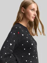 TOM TAILOR DENIM Damen Mini-Kleid mit Herz-Stickerei, grau, Gemustert – Bild 6