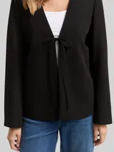 TOM TAILOR DENIM Damen Regular Fit Jacke mit Schleifen-Detail, schwarz, Uni – Bild 6