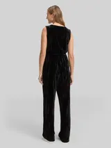 TOM TAILOR DENIM Damen Relaxed Jumpsuit aus Samt, schwarz, Uni – Bild 5