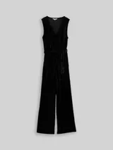TOM TAILOR DENIM Damen Relaxed Jumpsuit aus Samt, schwarz, Uni – Bild 3