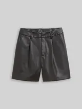 TOM TAILOR DENIM Damen Shorts in Lederoptik, schwarz, Uni – Bild 3