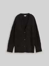 TOM TAILOR Damen Oversize Cardigan mit Glitzer-Effekt, schwarz, Gemustert – Bild 3