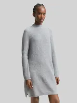 TOM TAILOR DENIM Damen Strickkleid mit Stehkragen, grau, Meliert – Bild 4