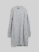 TOM TAILOR DENIM Damen Strickkleid mit Stehkragen, grau, Meliert – Bild 3