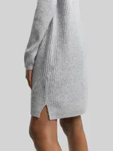 TOM TAILOR DENIM Damen Strickkleid mit Stehkragen, grau, Meliert – Bild 6