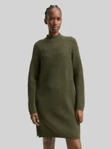 TOM TAILOR DENIM Damen Strickkleid mit Stehkragen, grün, Meliert – Bild 4