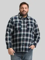 TOM TAILOR Herren Plus Size - Comfort Fit Flanell-Hemd mit Karomuster, blau, Kariert – Bild 4