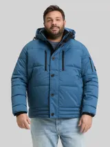 TOM TAILOR Herren Plus Size - Pufferjacke mit abnehmbarer Kapuze, blau, Uni – Bild 4