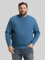 TOM TAILOR Herren Plus Size - Basic Sweatshirt in Unifarben, blau, Uni – Bild 4